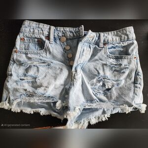 Aeropostale Blue Jean Shorts Distressed High-Waisted